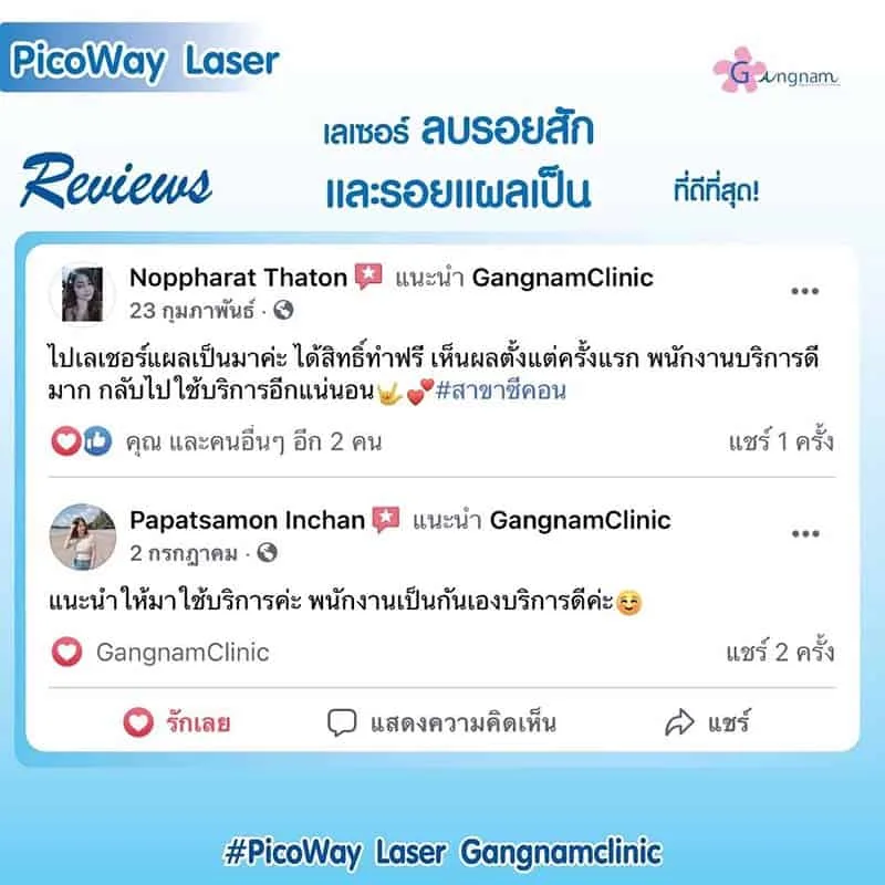 คำชมจากลูกค้าที่มาลบรอยสัก
