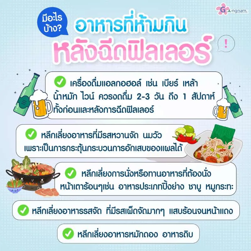 อาหารที่ห้ามกิน และพฤติกรรมที่ควรหลีกเลี่ยงหลังฉีดฟิลเลอร์